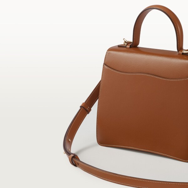 手袋，小型款，Panthère C 焦糖色小牛皮，金色飾面