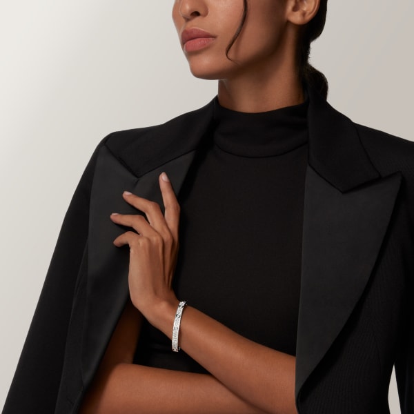 Love bracelet, classic model, paved, 10 diamonds White gold, diamonds