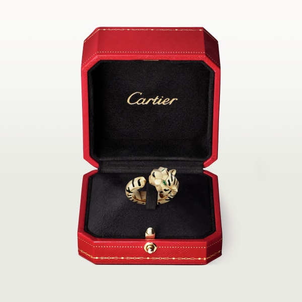 Indomptables de Cartier ring Yellow gold, black lacquer, onyx, tsavorite garnet