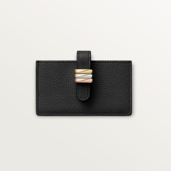 風琴式卡片夾，Trinity 黑色粒面小牛皮，金色、鍍鈀及玫瑰金色飾面