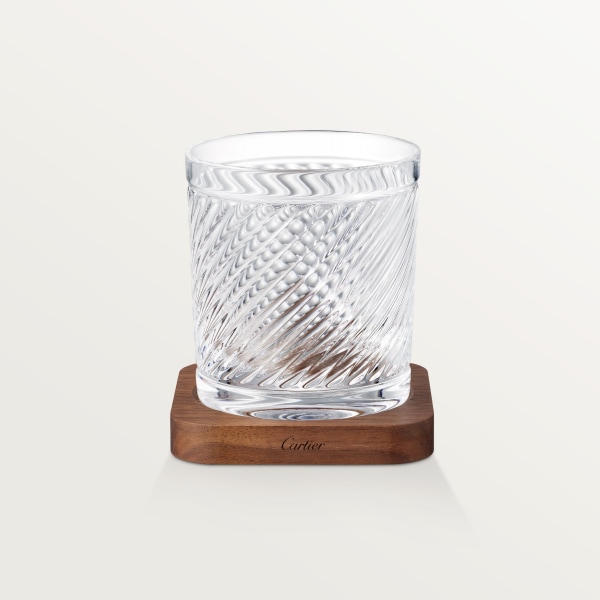 Santos de Cartier set of 2 glasses and 2 coasters Crystal and walnut wood