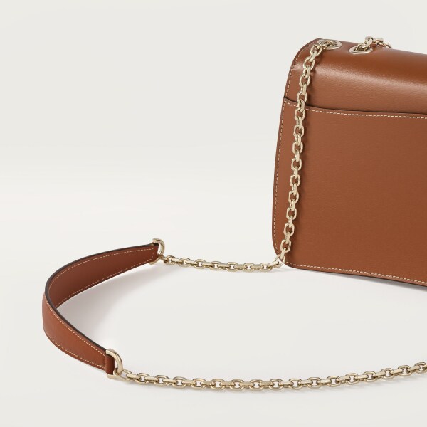 手袋，小型款，Panthère C 焦糖色小牛皮，金色飾面