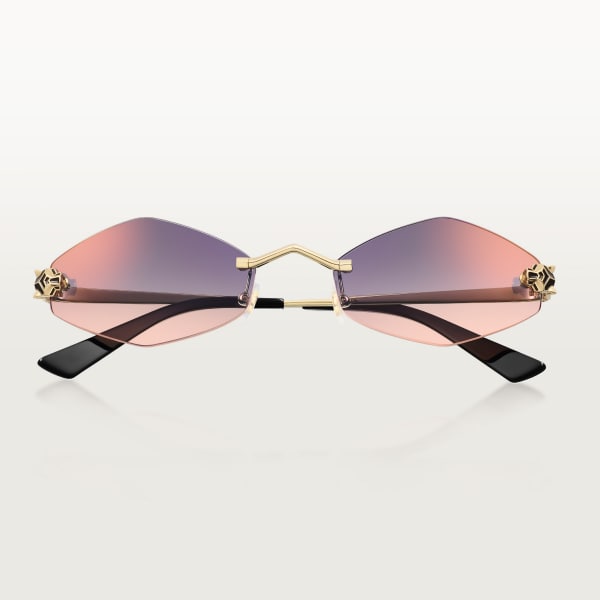 Panthère de Cartier 太陽眼鏡 光滑金色飾面金屬，紫色鏡片