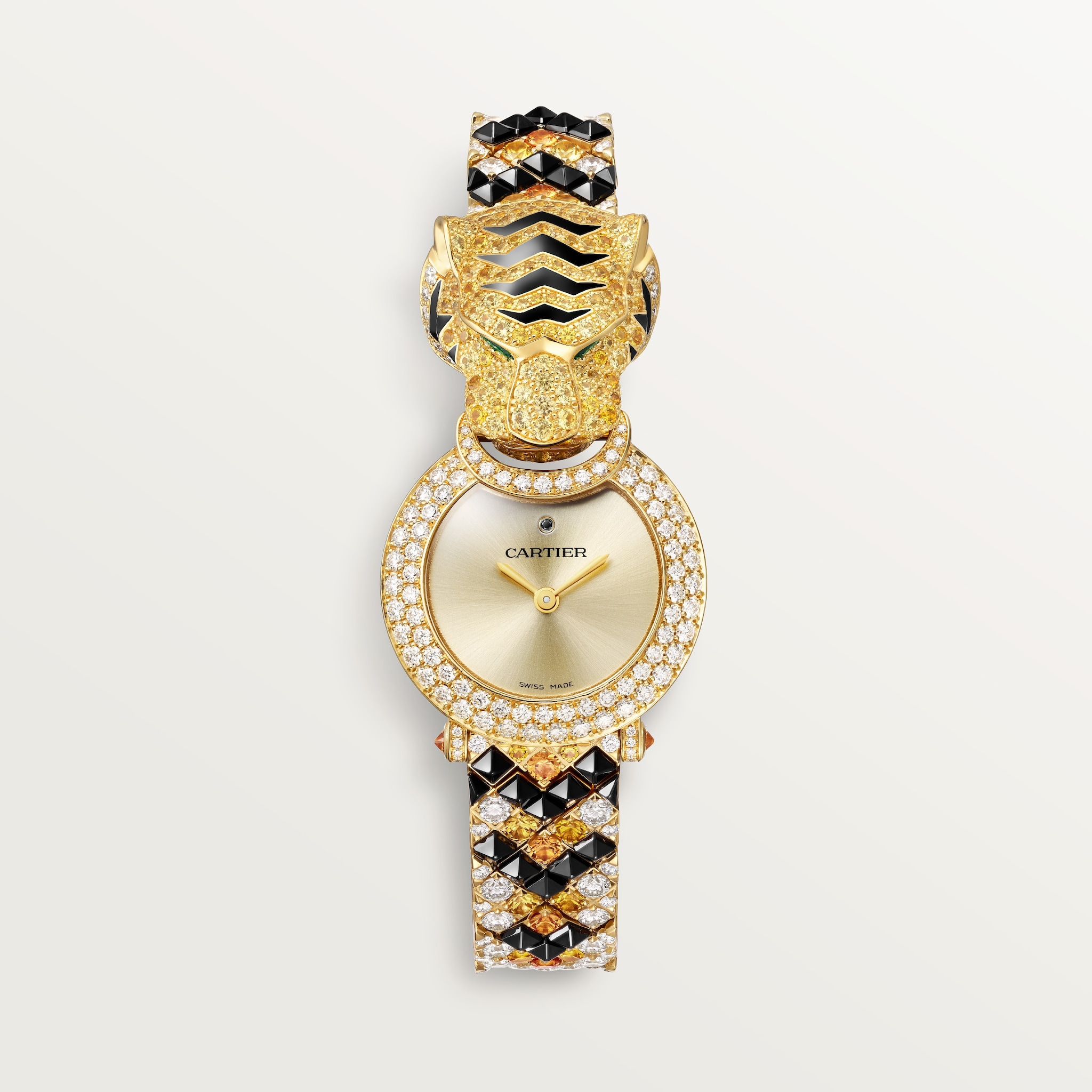 動物珠寶腕錶23.6毫米，石英機芯，黃金，藍寶石，祖母綠，鑽石