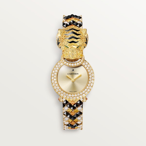 動物珠寶腕錶 23.6毫米，石英機芯，黃金，藍寶石，祖母綠，鑽石