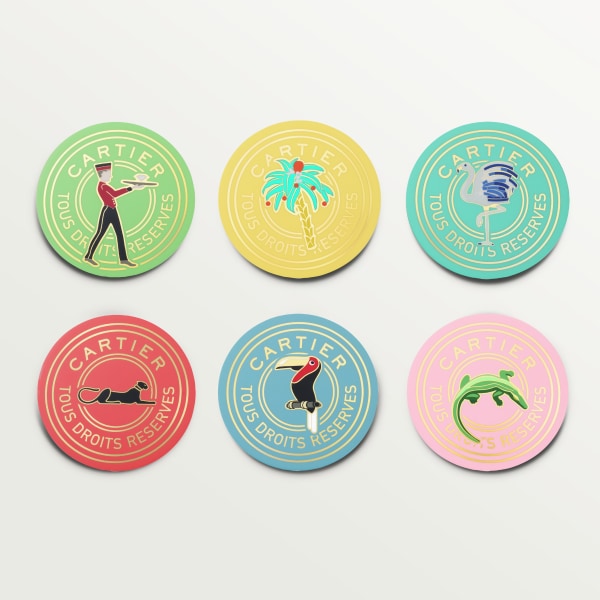 Set of six Cartier Characters coasters Acrylic