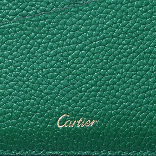 卡片夾，Panthère de Cartier 亮綠色小牛皮，金色飾面