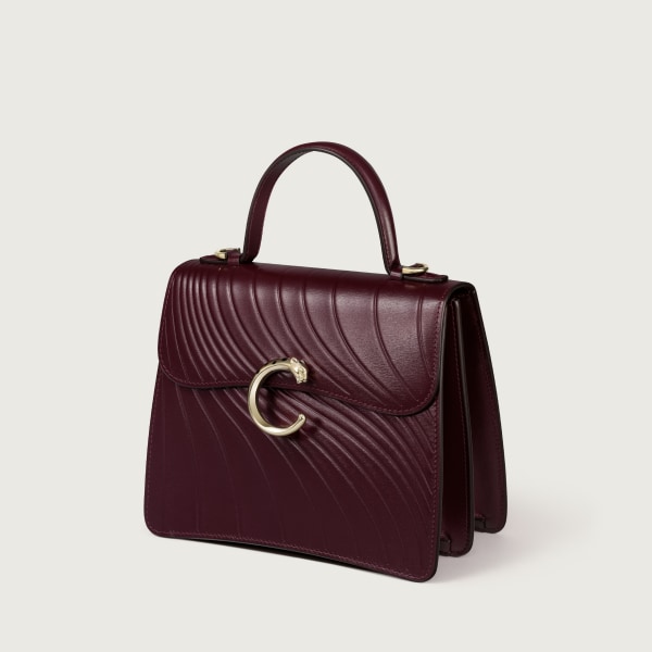 手袋，小型款，Panthère C de Cartier 葡萄紫色小牛皮，壓印 Cartier 標誌圖案，金色飾面