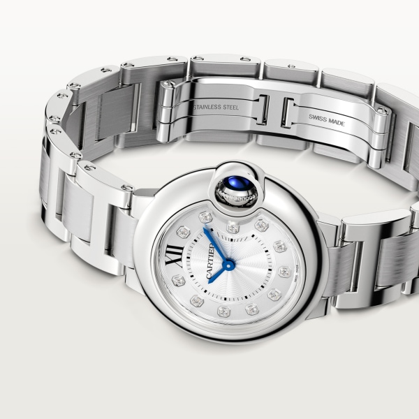 Ballon Bleu de Cartier 腕錶 28毫米，石英機芯，精鋼，鑽石