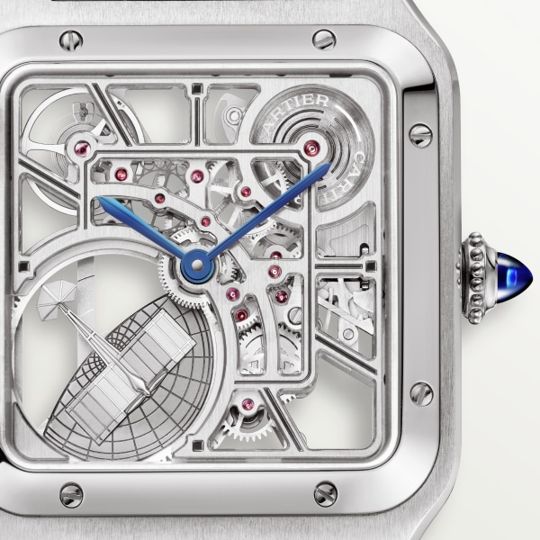 Santos-Dumont 鏤空腕錶 大型款，自動上鏈鏤空機械機芯，精鋼，皮革