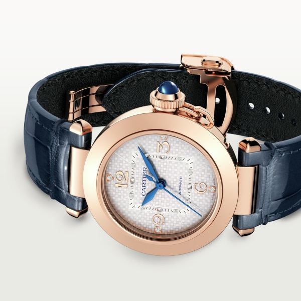 Pasha de Cartier 腕錶 35毫米，自動上鏈機械機芯，玫瑰金，可更換式皮革錶帶。