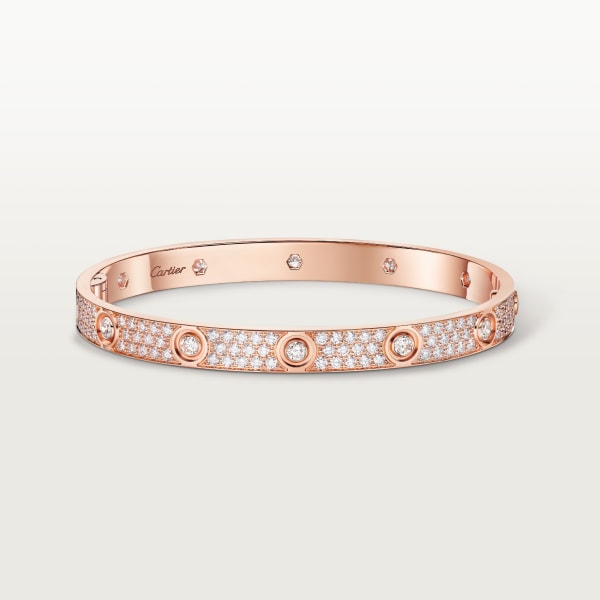 Love bracelet, classic model, paved, 10 diamonds Rose gold, diamonds