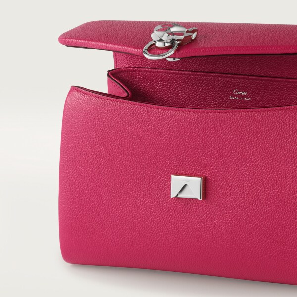 手袋，小型款，Panthère Graphique 紅莓色小牛皮，金色飾面