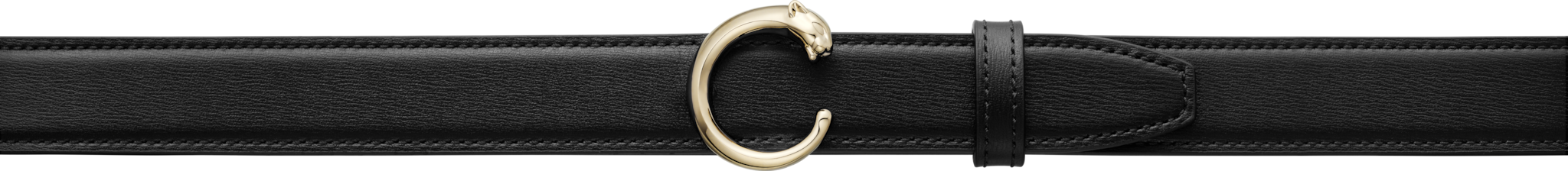 Panthère de Cartier 皮帶黑色牛皮，金色飾面帶扣