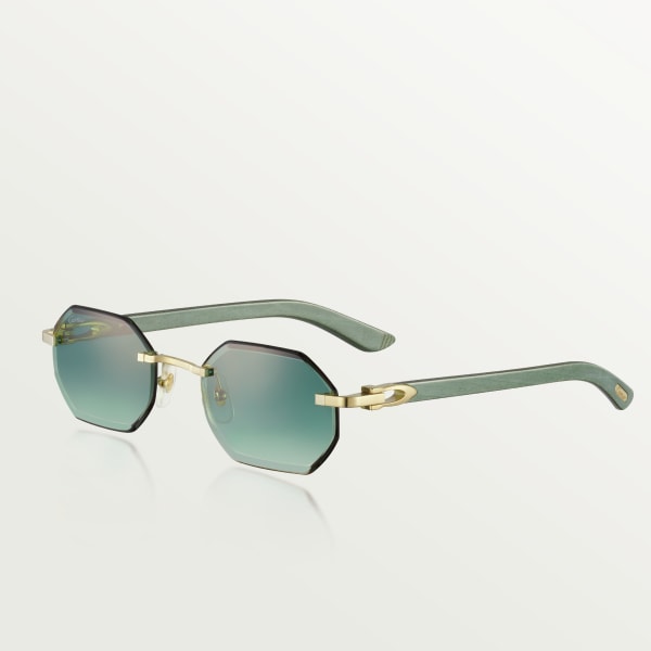 Signature C de Cartier 太陽眼鏡 光滑金色飾面金屬，綠色鏡片