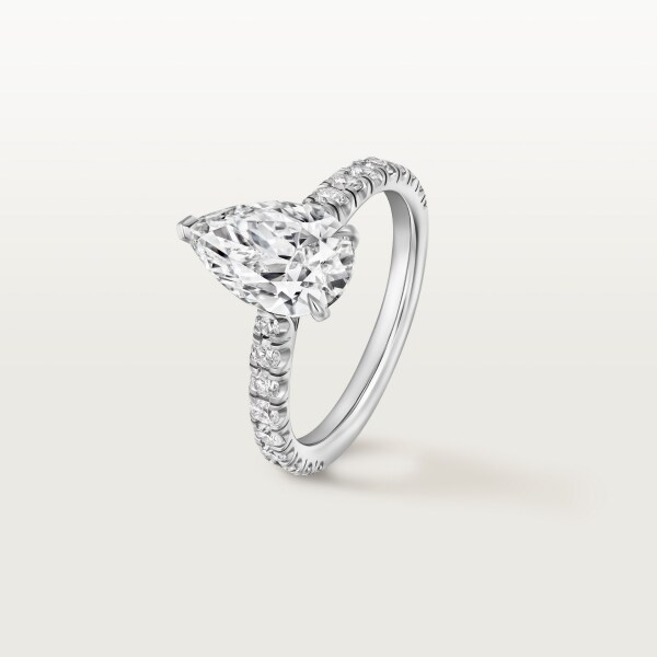 Solitaire 1895 單鑽戒指，梨形切割鑽石，鋪鑲鑽石  鉑金，鑽石