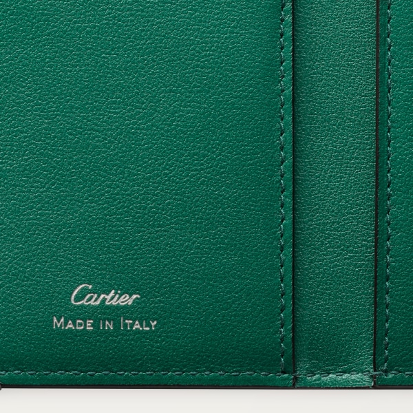 卡片夾，可容納4張卡片，Must de Cartier XL 標誌光滑綠色小牛皮，鍍鈀飾面