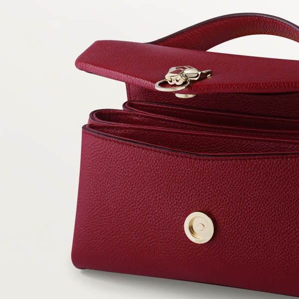 鏈帶手袋，袖珍款，Panthère Graphique de Cartier 酒紅色粒面小牛皮，金色飾面