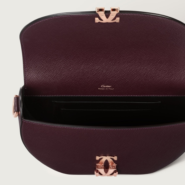 Hobo bag, C de Cartier Grape textured calfskin, embroidery, rose golden finish