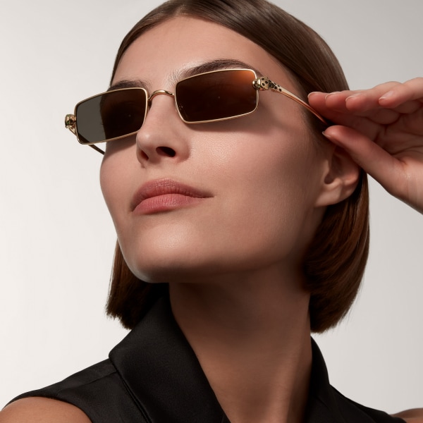 Panthère de Cartier Sunglasses Smooth golden-finish metal, grey lenses