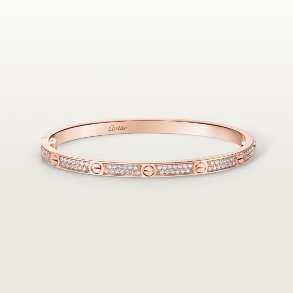 Love bracelet, small model, paved Rose gold, diamond