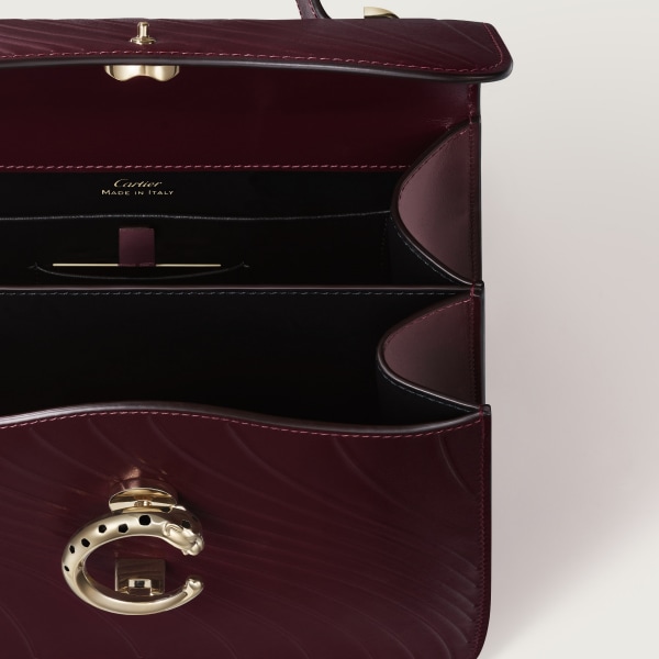 手袋，小型款，Panthère C de Cartier 葡萄紫色小牛皮，壓印 Cartier 標誌圖案，金色飾面