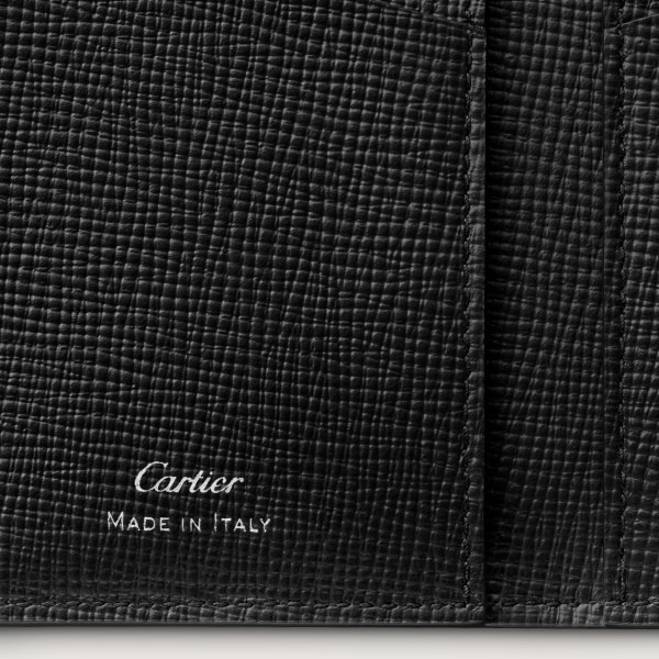 信用卡夾，可容納4張信用卡，Cartier Losange 黑色粒面小牛皮，鍍鈀飾面