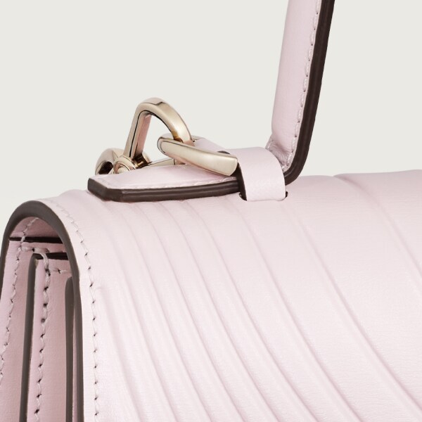 手袋，小型款，Panthère C 花瓣粉紅色小牛皮，壓印 Cartier 標誌圖案，金色飾面