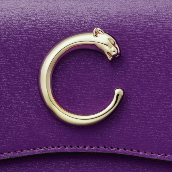 Mini wallet, Panthère de Cartier Purple calfskin, golden finish