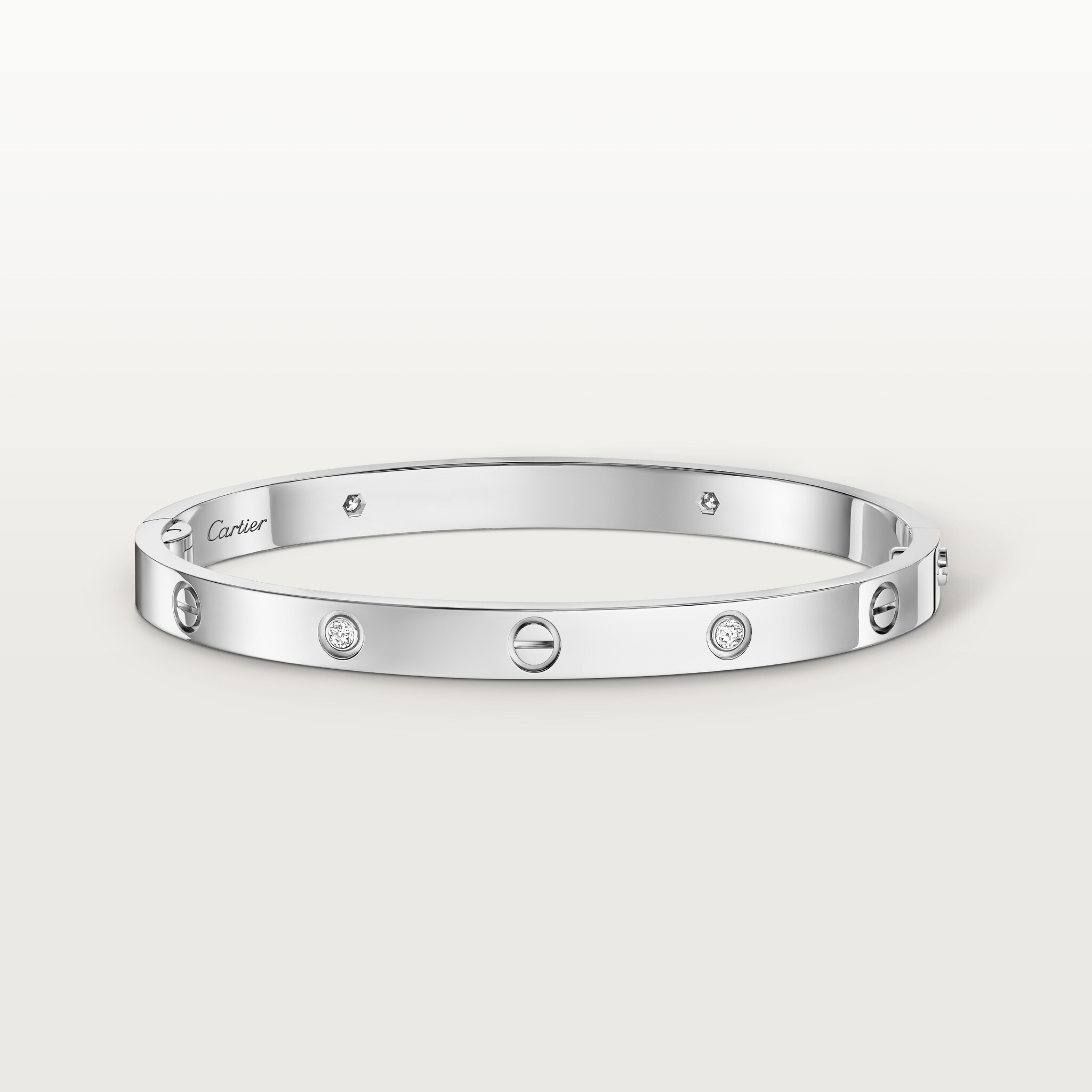 Love bracelet, medium model, 4 diamondsWhite gold, diamonds