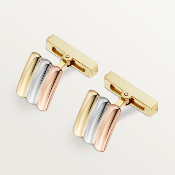 Vendôme Louis Cartier 袖扣 18K白色黃金，18K玫瑰金，18K黃金