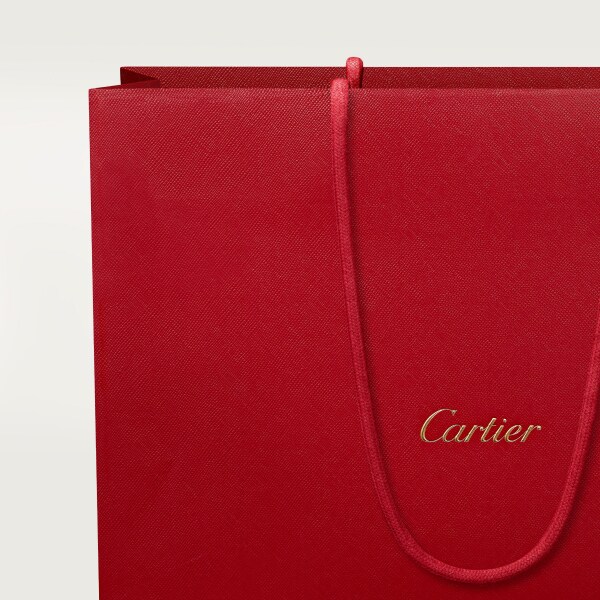 鏈帶手袋，袖珍款，Panthère Graphique de Cartier 酒紅色粒面小牛皮，金色飾面