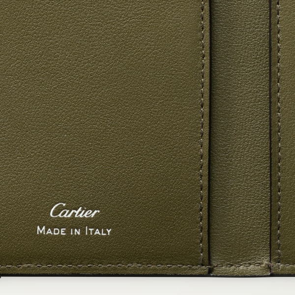 卡片夾，可容納4張卡片，Must de Cartier  XL 標誌光滑卡其色小牛皮，鍍鈀飾面