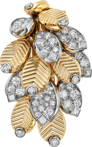 Grain de Café brooch Yellow gold, platinum, diamonds