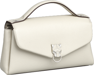 鏈帶手袋，袖珍款，Panthère Graphique de Cartier 鹽白色粒面小牛皮，鍍鈀飾面