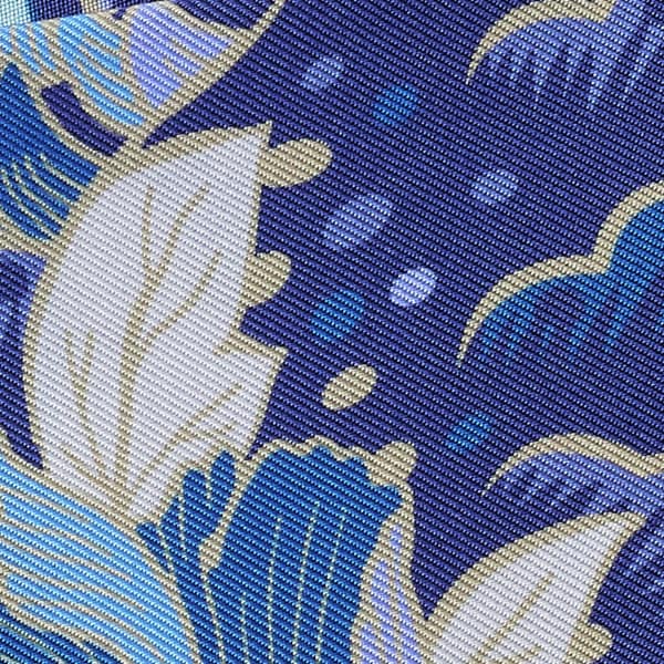 美洲豹圖案絲巾 藍色及米色斜紋真絲