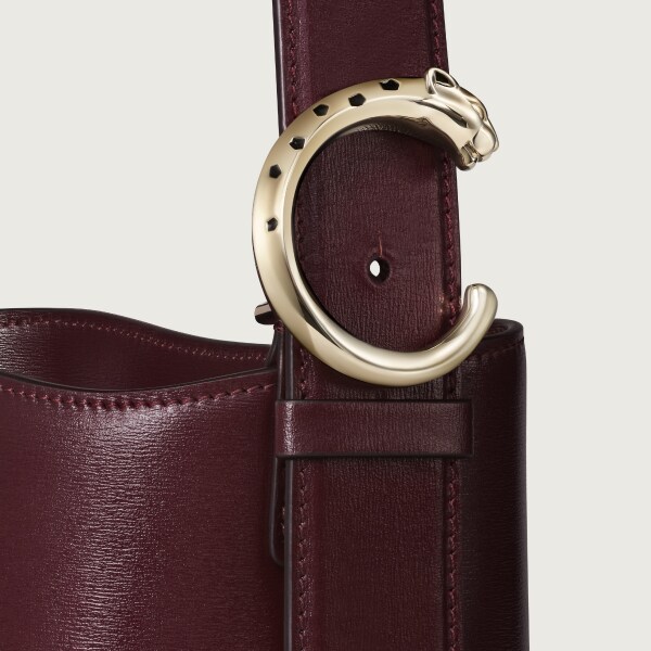 水桶袋，小型款，Panthère C de Cartier 葡萄紫色粒面小牛皮，金色飾面