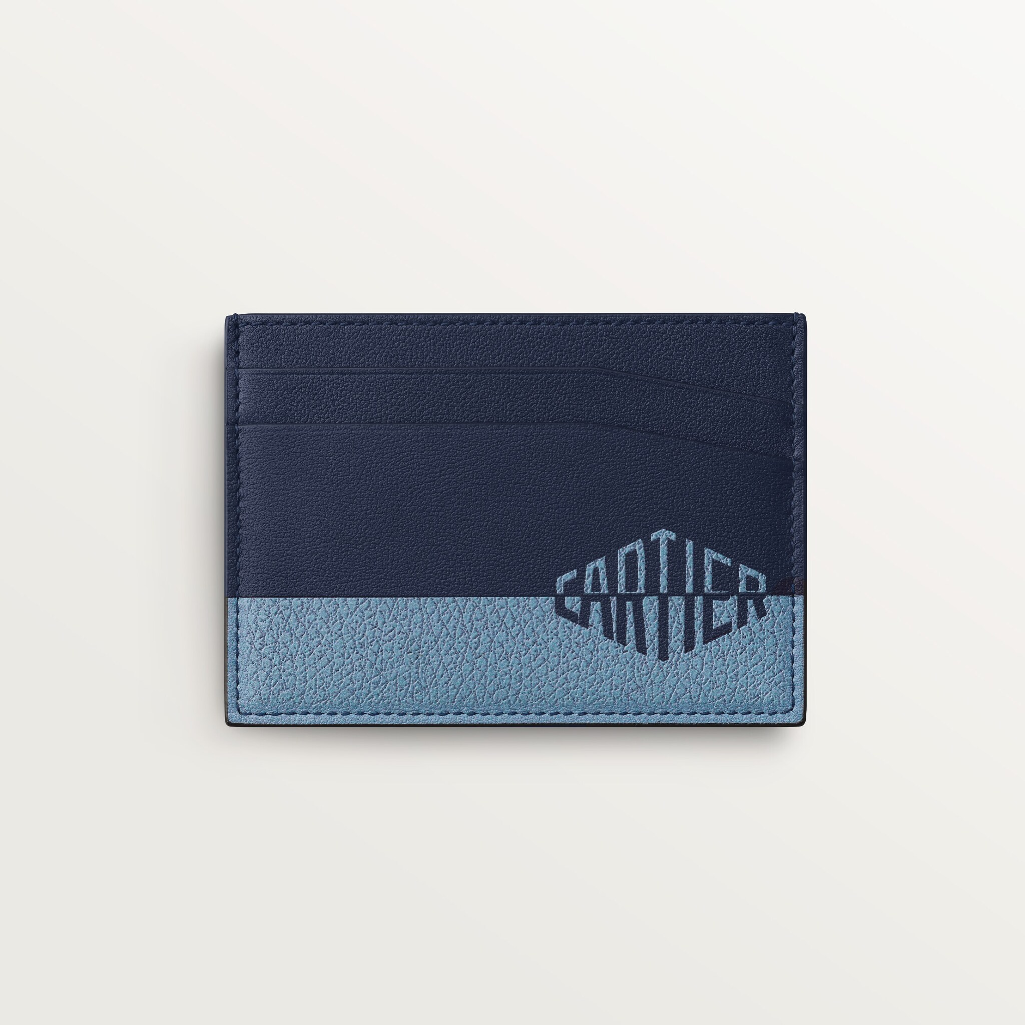 雙面卡片夾，Cartier Losange Shadow海軍藍色及天藍色小牛皮