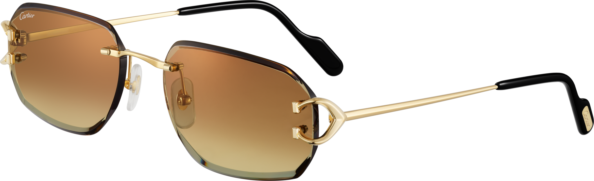 Signature C de Cartier 太陽眼鏡光滑金色飾面金屬，棕色鏡片
