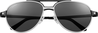 Santos de Cartier Sunglasses Bushed platinum finish metal, black lenses