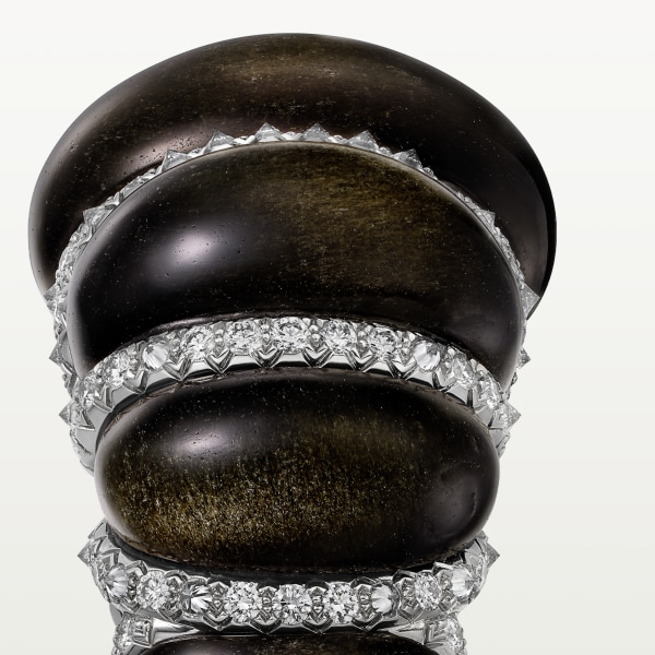 Tressage 戒指 鉑金，黑曜石，鑽石。