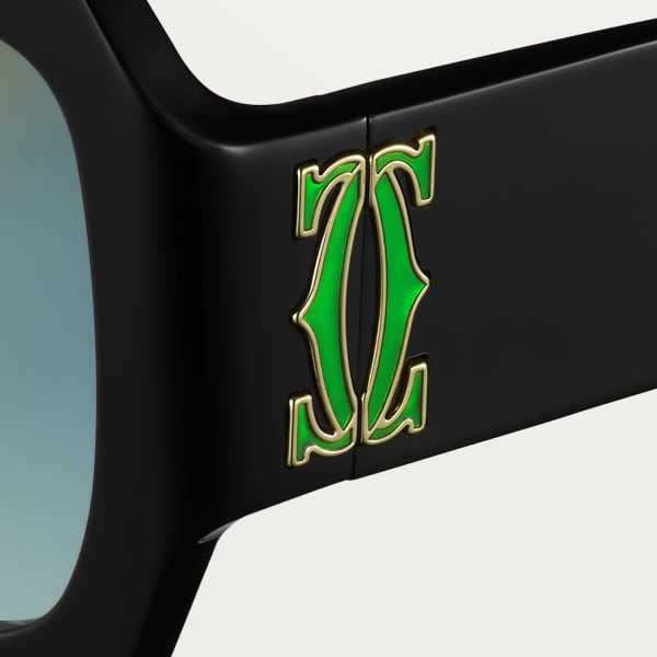 C 字圖案太陽眼鏡 黑色醋酸纖維，綠色漸變鏡片