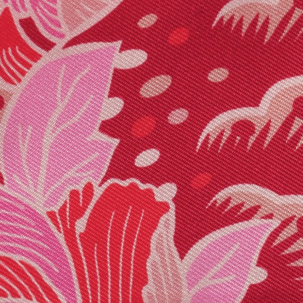 美洲豹圖案絲巾 紅色及米色斜紋真絲