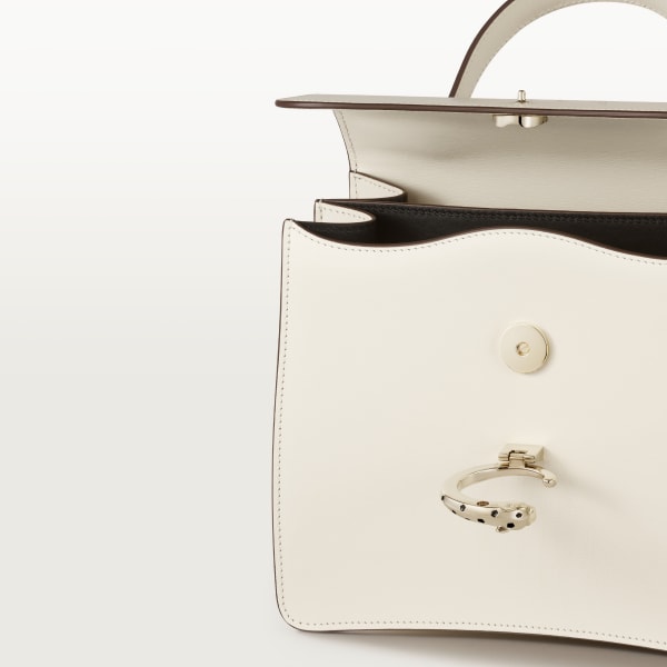 手袋，小型款，Panthère C de Cartier 鹽白色小牛皮，金色飾面