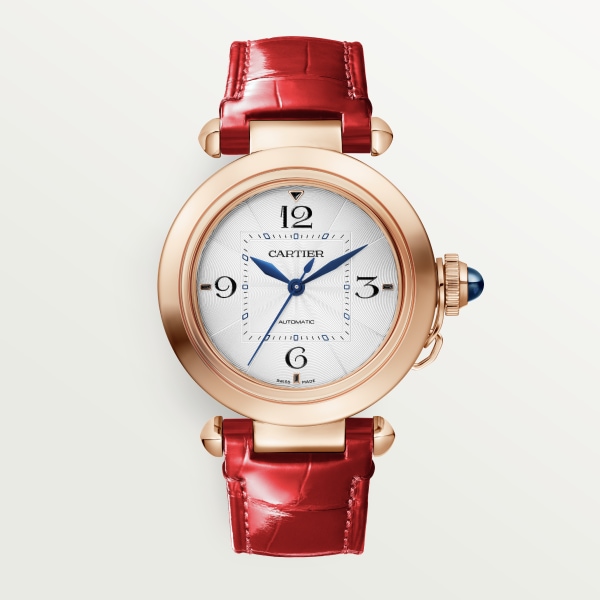 Pasha de Cartier 腕錶 35毫米，自動上鏈機械機芯，玫瑰金，可更換式皮革錶帶