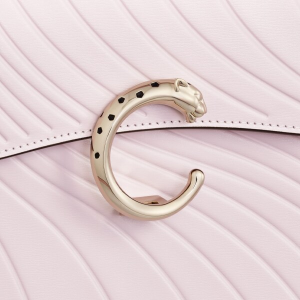 手袋，小型款，Panthère C 花瓣粉紅色小牛皮，壓印 Cartier 標誌圖案，金色飾面