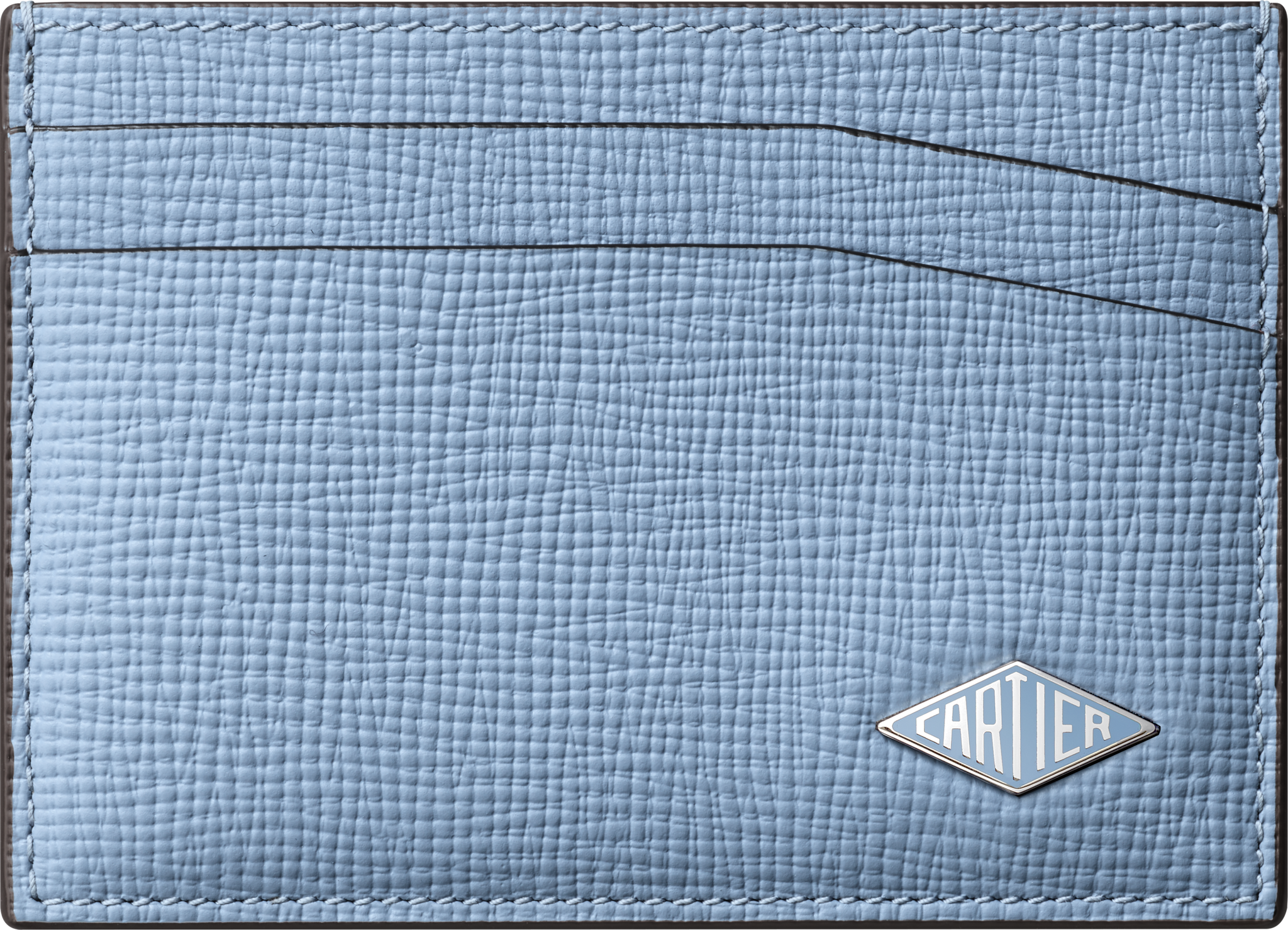 Cartier Losange 卡片夾天藍色粒面小牛皮，天藍色琺瑯及鍍鈀飾面