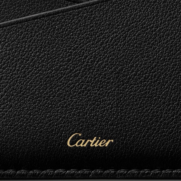 卡片夾，Panthère de Cartier 黑色襯墊小牛皮，金色飾面