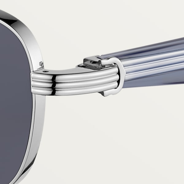 Première de Cartier 太陽眼鏡 光滑鍍鉑金飾面金屬，透明藍色醋酸纖維，藍色鏡片