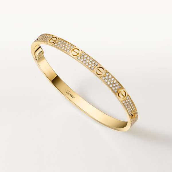 Love bracelet, medium model, paved Yellow gold, diamonds